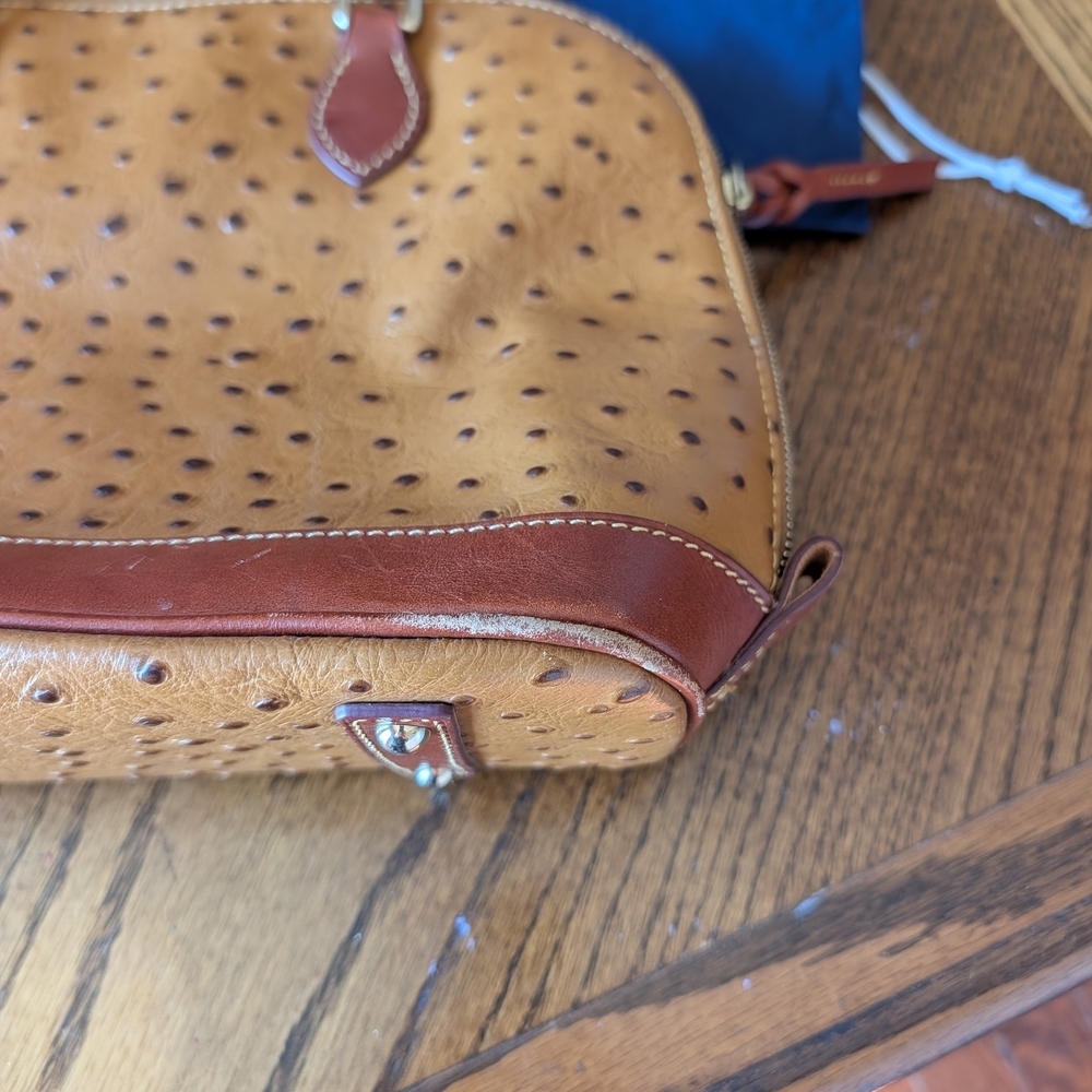 Dooney & Bourke Brown Ostrich Leather Bag and Wallet - Picture 6 of 11
